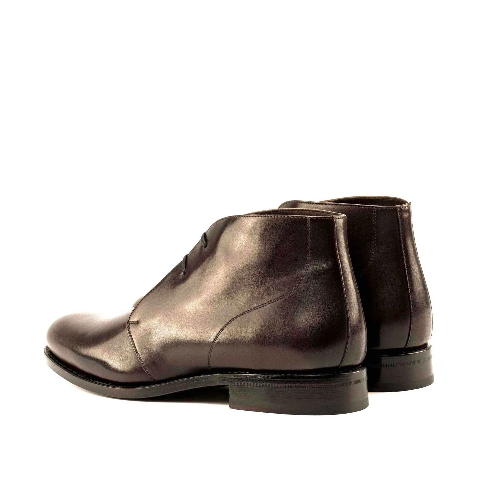 Men's Chukka Leather Boots Goodyear Welt Wide Plus Size Dark Brown 4998