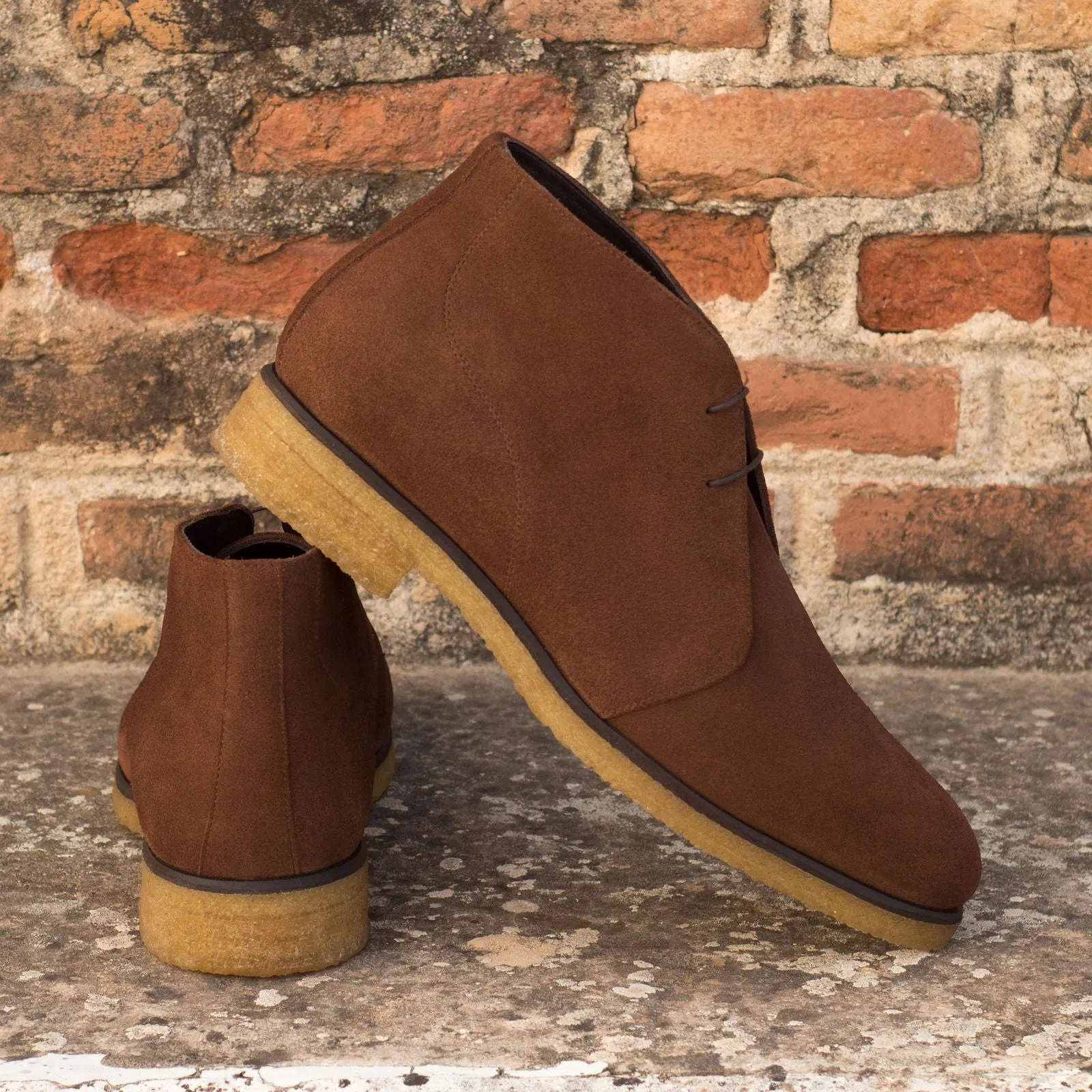 Men's Chukka Leather Boots Wide Plus Size Brown 3650