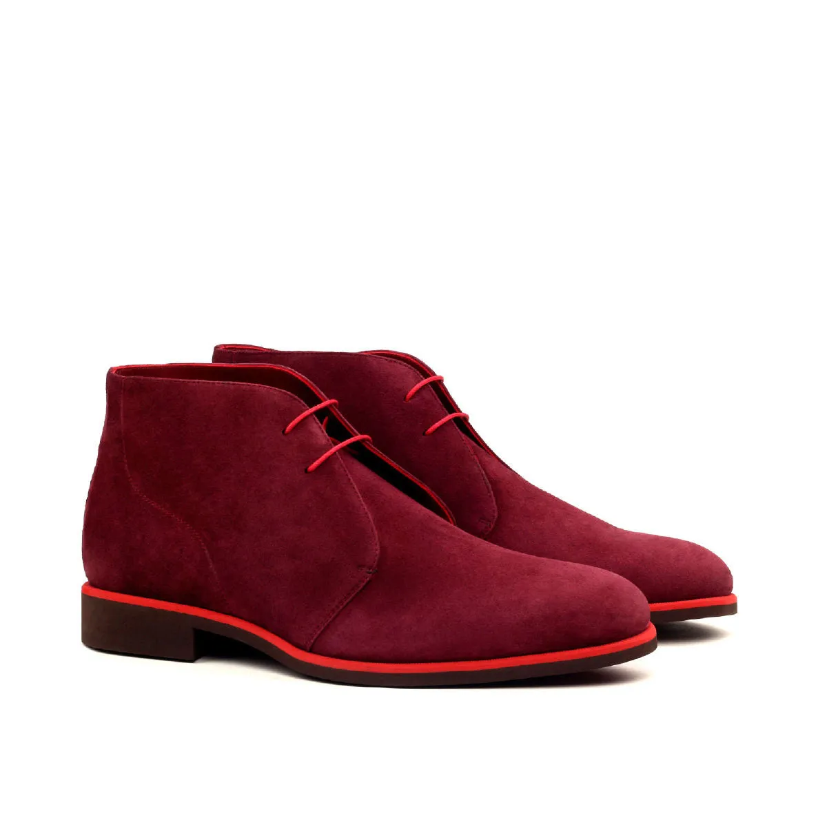 Men's Chukka Leather Boots Wide Plus Size Burgundy 2379