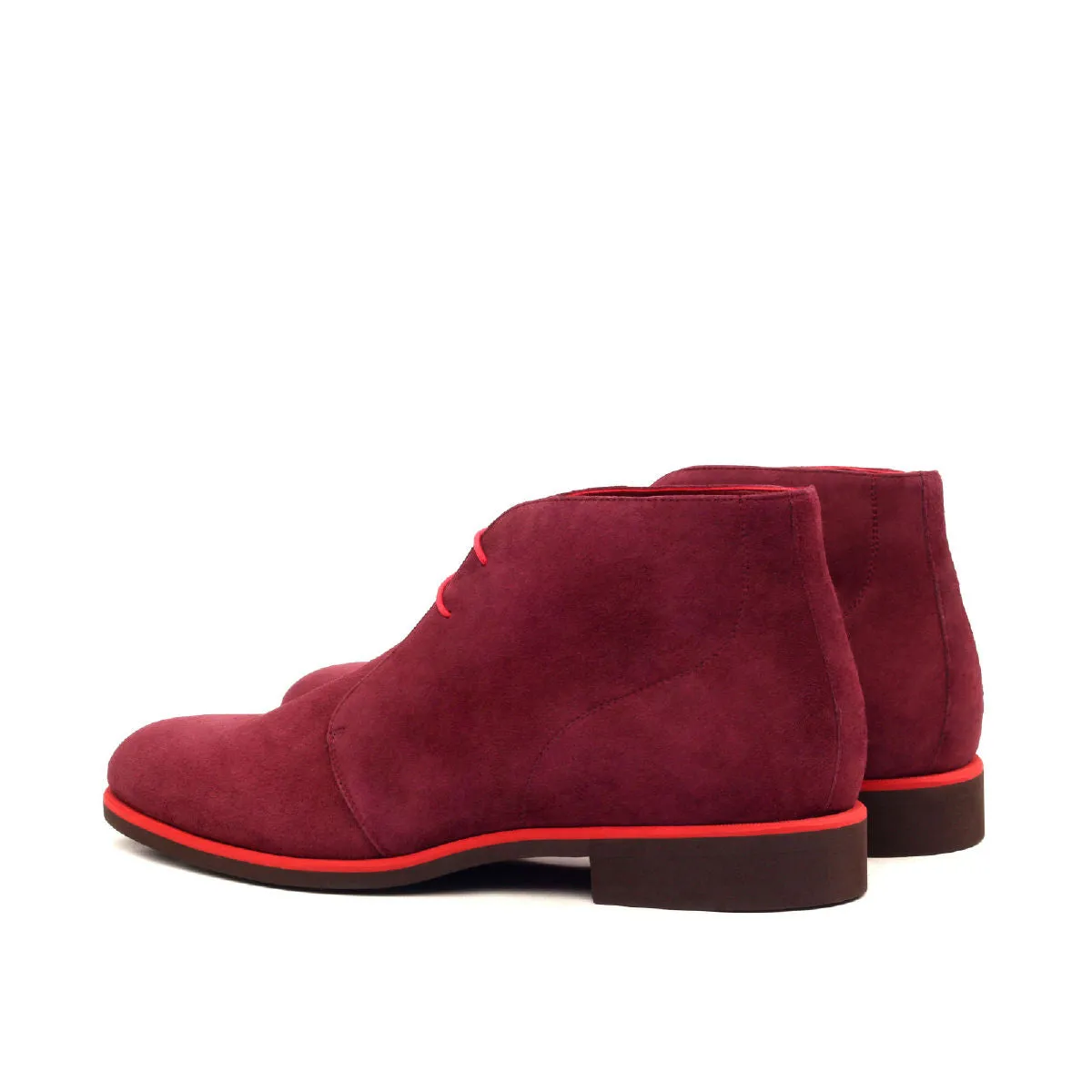 Men's Chukka Leather Boots Wide Plus Size Burgundy 2379