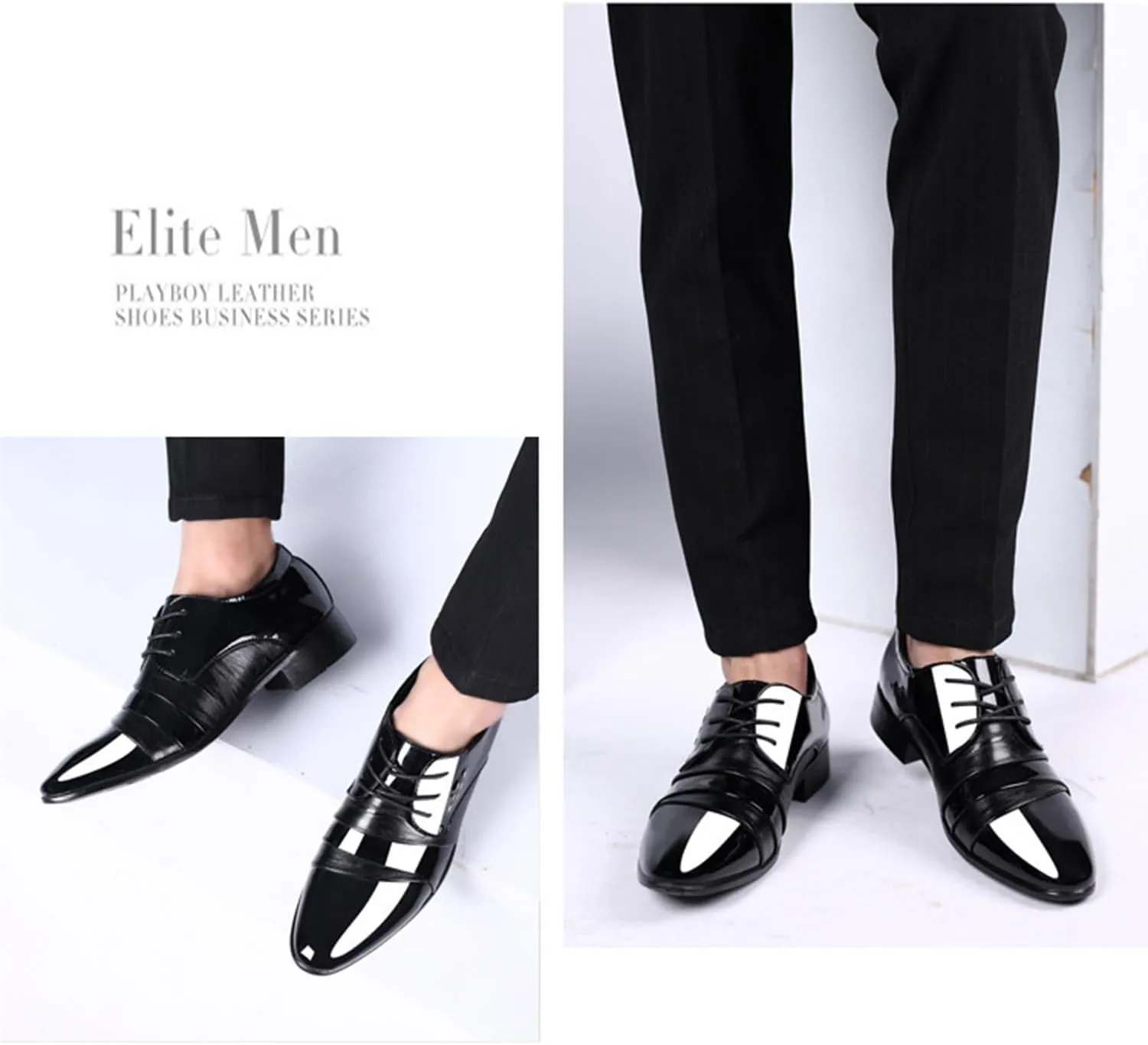 Men's Classic Dress Shoes Patent Leather Business Shoes Modern Formal Derbys Lace-ups Oxford Shoes