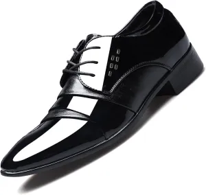 Men's Classic Dress Shoes Patent Leather Business Shoes Modern Formal Derbys Lace-ups Oxford Shoes