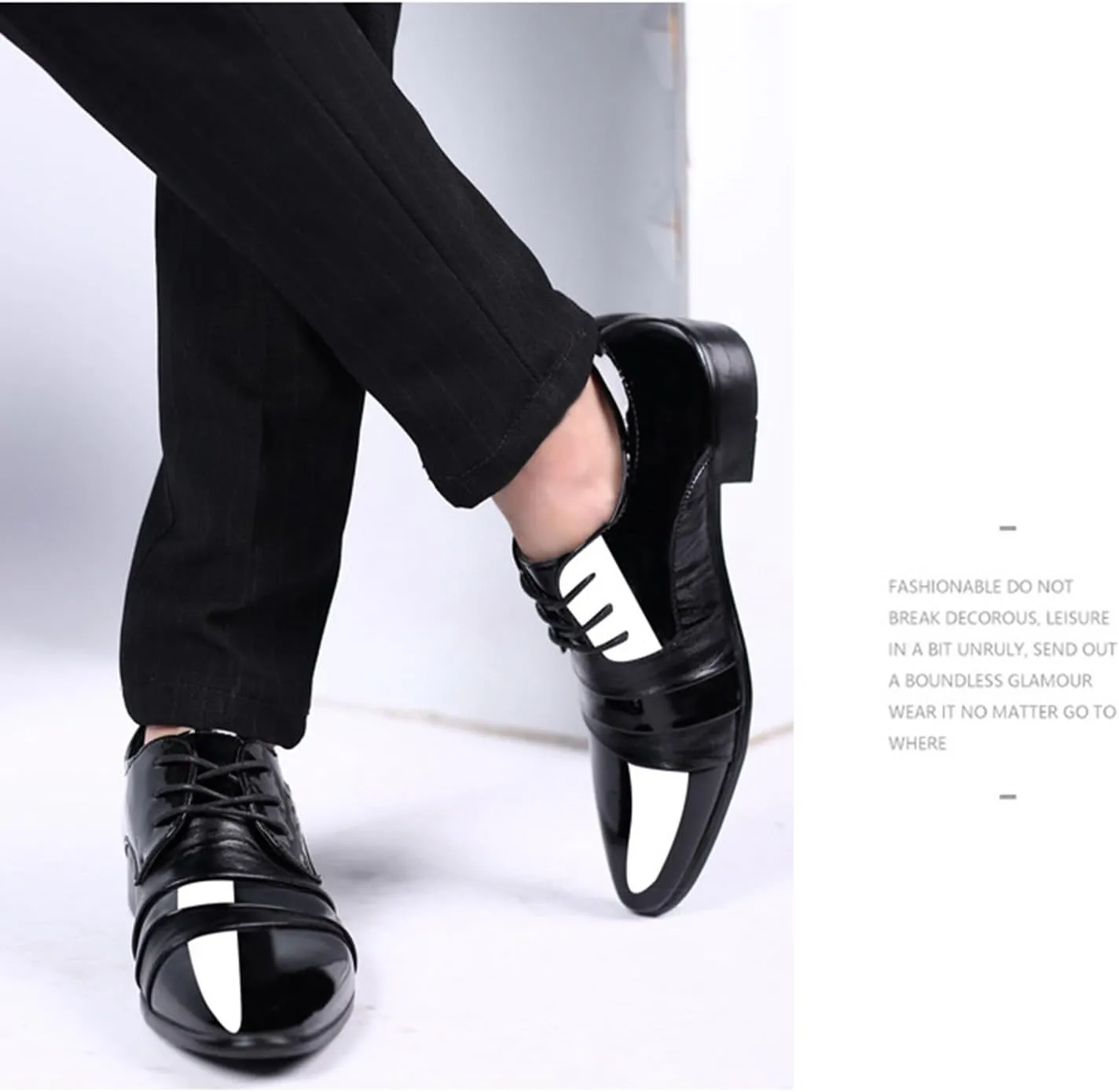 Men's Classic Dress Shoes Patent Leather Business Shoes Modern Formal Derbys Lace-ups Oxford Shoes