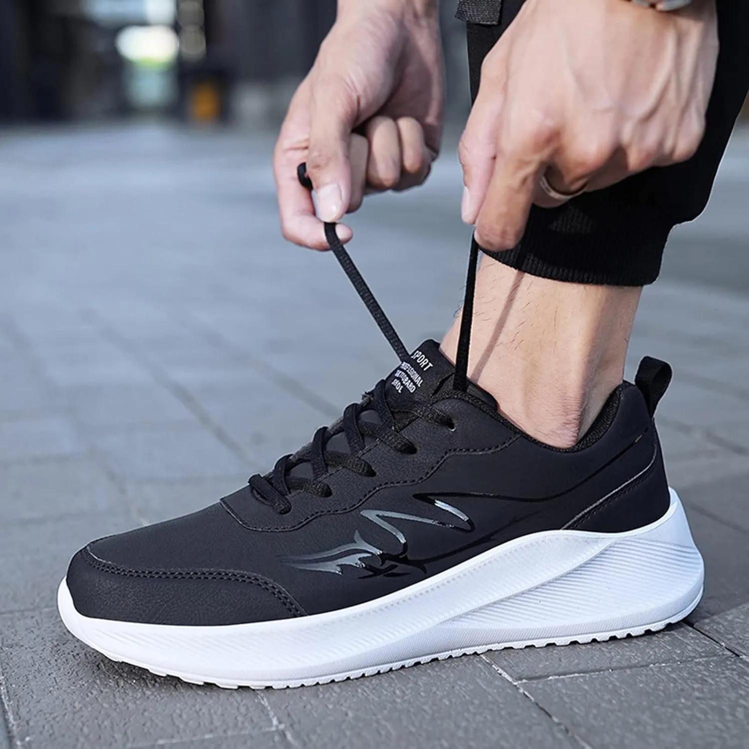 Men's Comfortable Stretch Workout Shoes Portable Non Slip Fitness Workout Shoe Men's Comfortable Diabetic Shoes