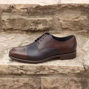 Men's Derby Leather Shoes Wide Plus Size Dark Brown Blue 2643