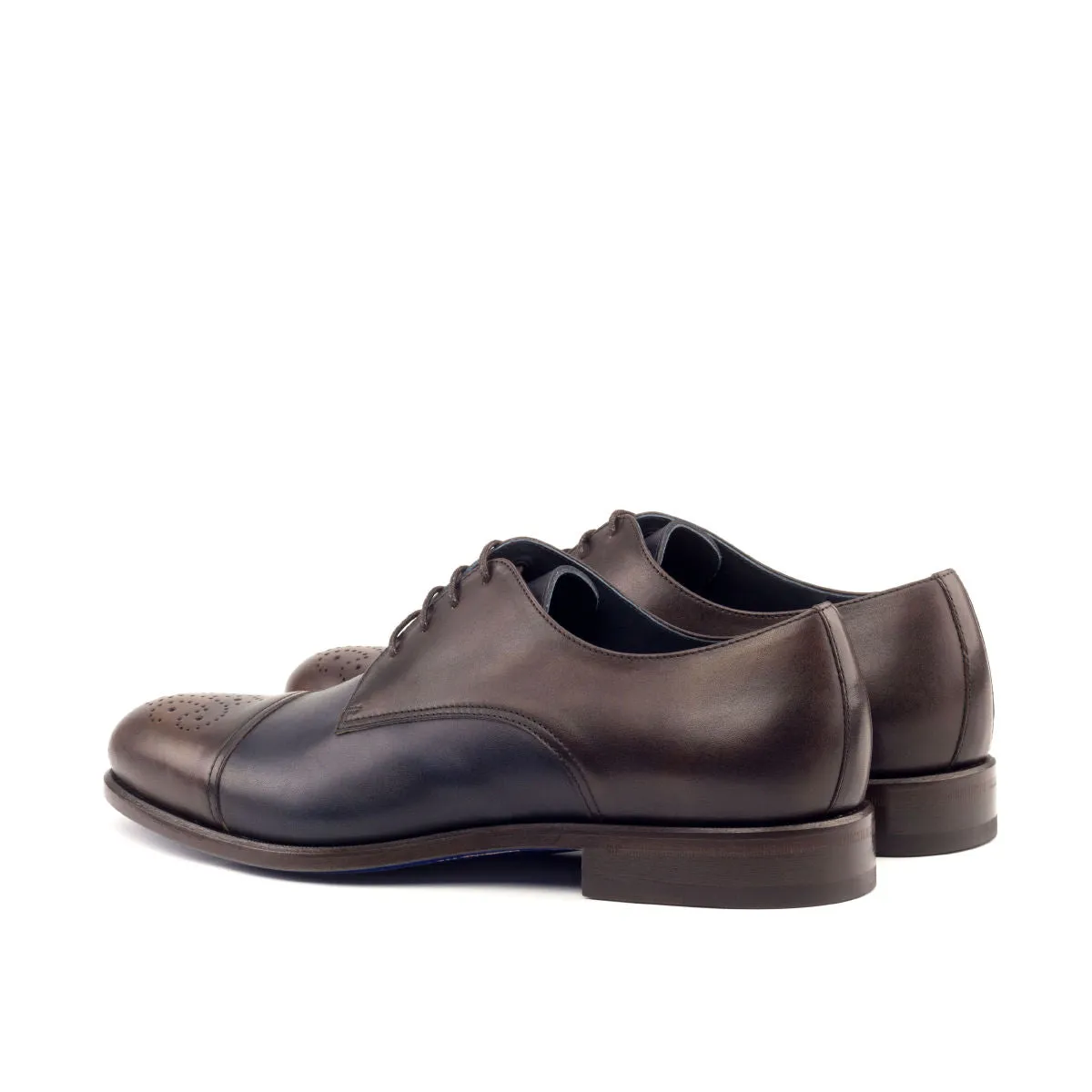 Men's Derby Leather Shoes Wide Plus Size Dark Brown Blue 2643