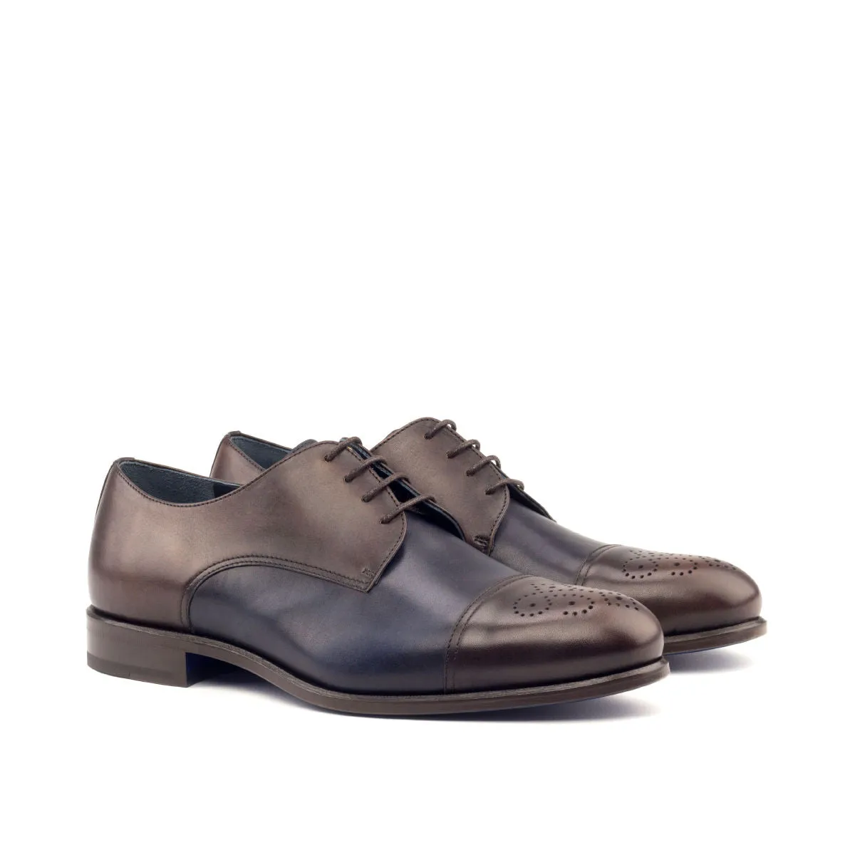 Men's Derby Leather Shoes Wide Plus Size Dark Brown Blue 2643