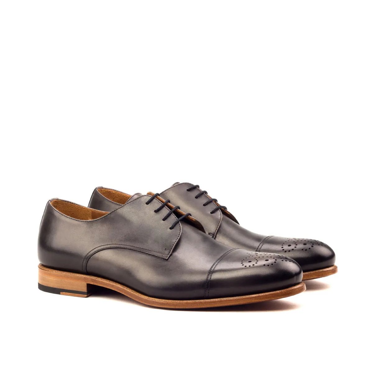 Men's Derby Leather Shoes Wide Plus Size Grey 2571