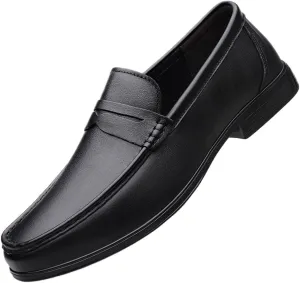 Mens Derby Shoes Leather Shoes Slip-ons Formal Business Casual Retro Wedding Work Shoes(8.5)