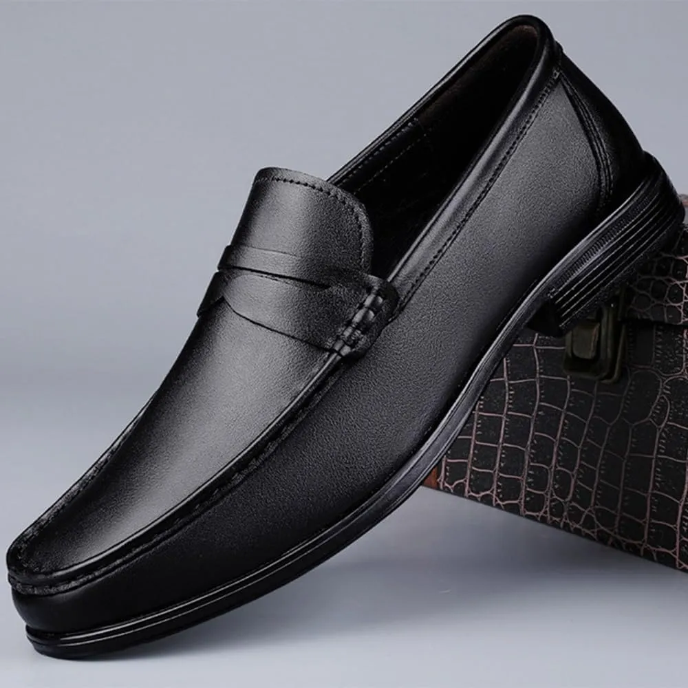 Mens Derby Shoes Leather Shoes Slip-ons Formal Business Casual Retro Wedding Work Shoes(8.5)