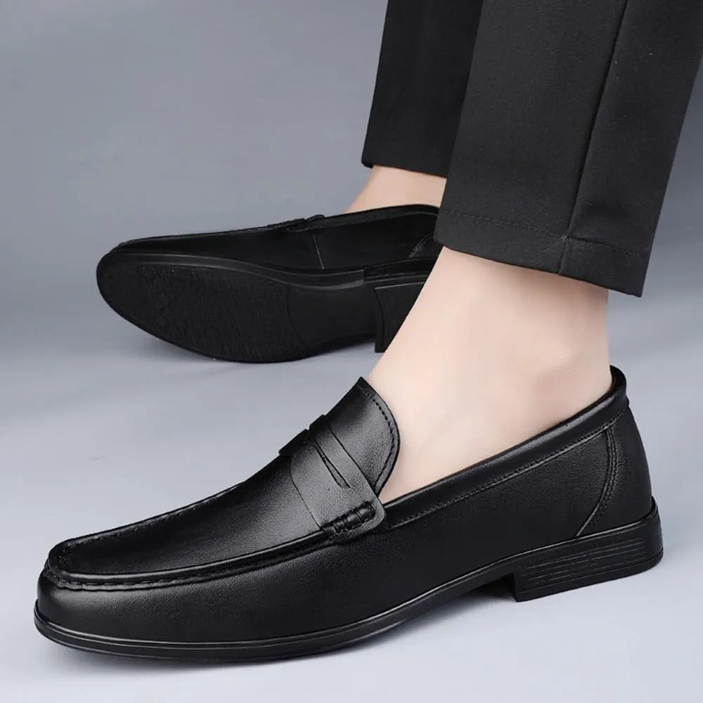 Mens Derby Shoes Leather Shoes Slip-ons Formal Business Casual Retro Wedding Work Shoes(8.5)