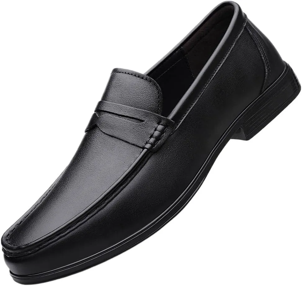 Mens Derby Shoes Leather Shoes Slip-ons Formal Business Casual Retro Wedding Work Shoes(8.5)