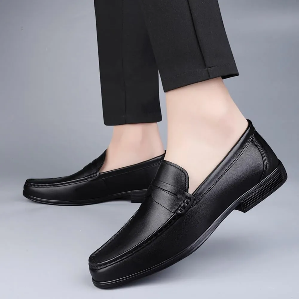 Mens Derby Shoes Leather Shoes Slip-ons Formal Business Casual Retro Wedding Work Shoes(8.5)