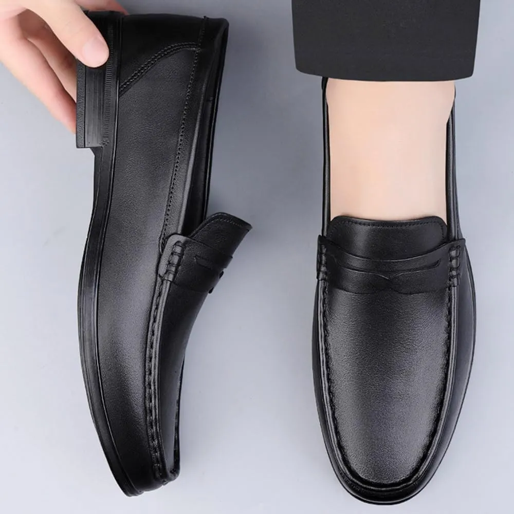 Mens Derby Shoes Leather Shoes Slip-ons Formal Business Casual Retro Wedding Work Shoes(8.5)