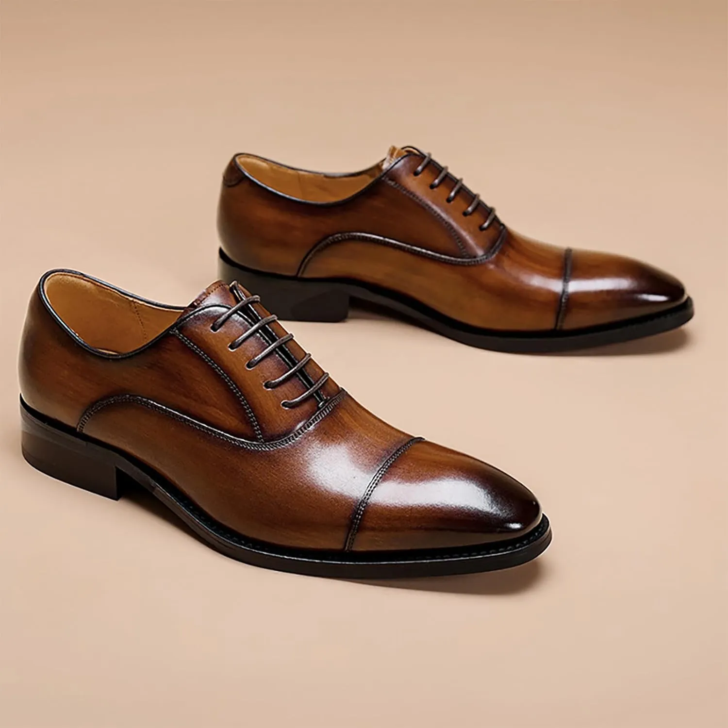 Men's Dress Breathable Lace-Up Comfortable Fashion Oxfords Casual Leather Shoes