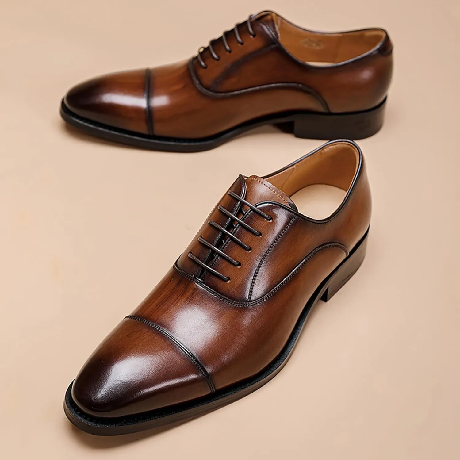 Men's Dress Breathable Lace-Up Comfortable Fashion Oxfords Casual Leather Shoes