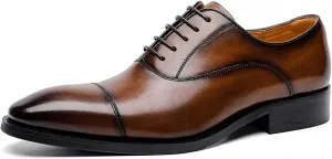 Men's Dress Breathable Lace-Up Comfortable Fashion Oxfords Casual Leather Shoes