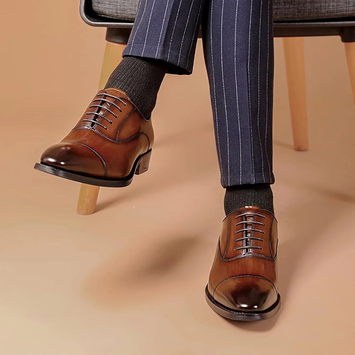 Men's Dress Breathable Lace-Up Comfortable Fashion Oxfords Casual Leather Shoes