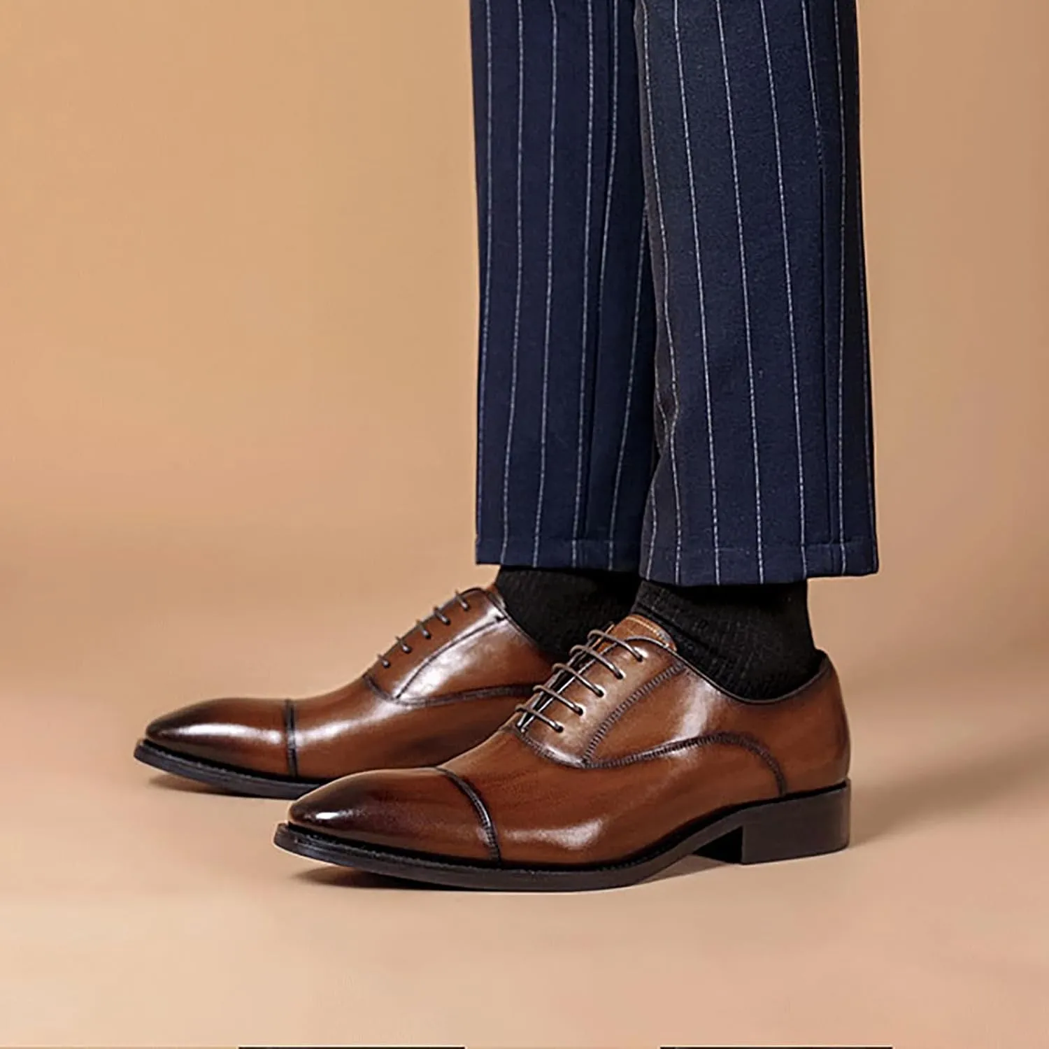 Men's Dress Breathable Lace-Up Comfortable Fashion Oxfords Casual Leather Shoes