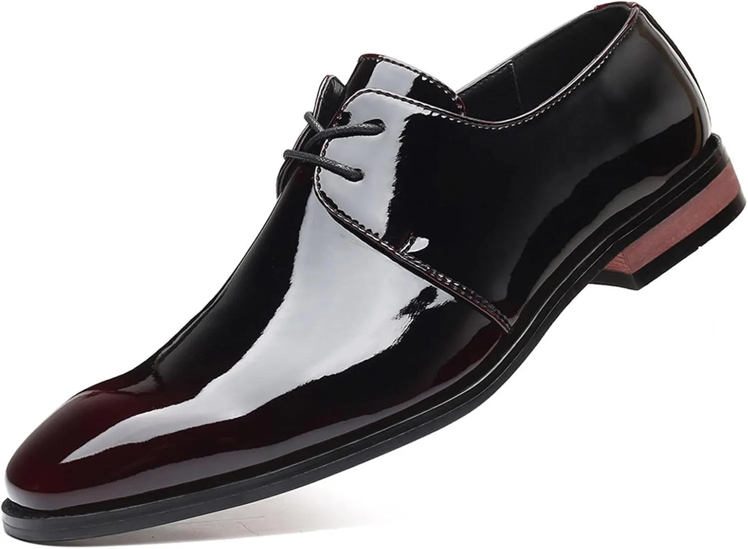 Men's Dress Shoes Fashion Shiny Patent Leather Oxfords Classic Lace-up Formal Tuxedo Shoes Business Wedding Derby Shoes