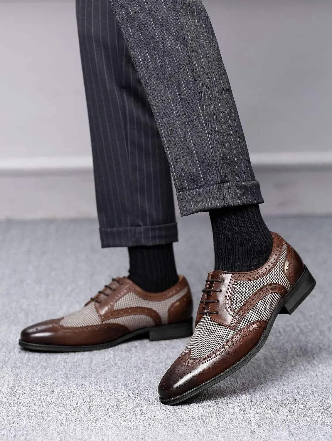 Men's Dress Shoes Lace-up Brogues Derbys Oxford Formal Shoes for Men Wedding Business Office