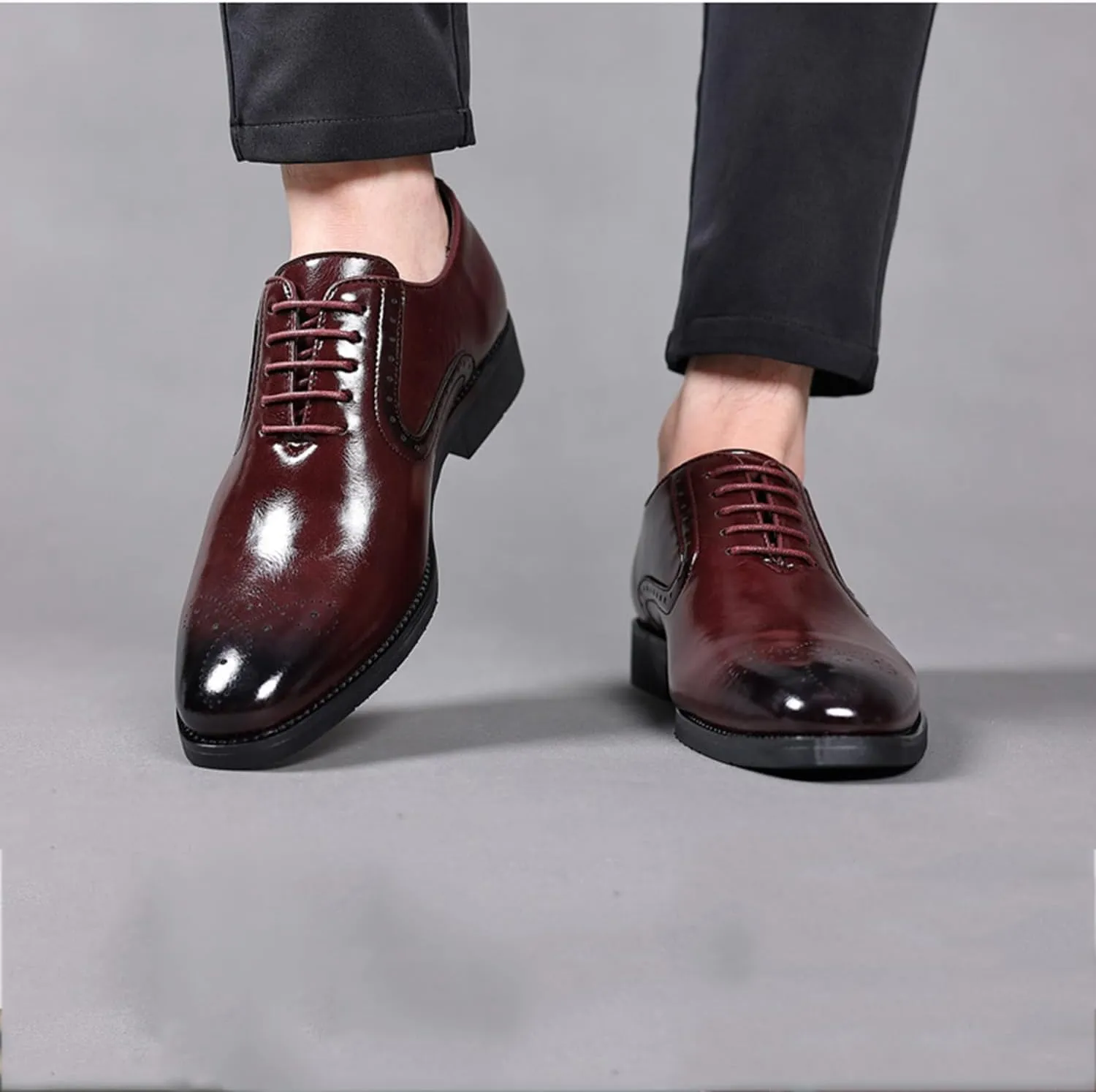 Mens Dress Shoes Lace-up Oxford Shoes Casual Comfortable Formal Business Wingtip Brogue Office Shoes
