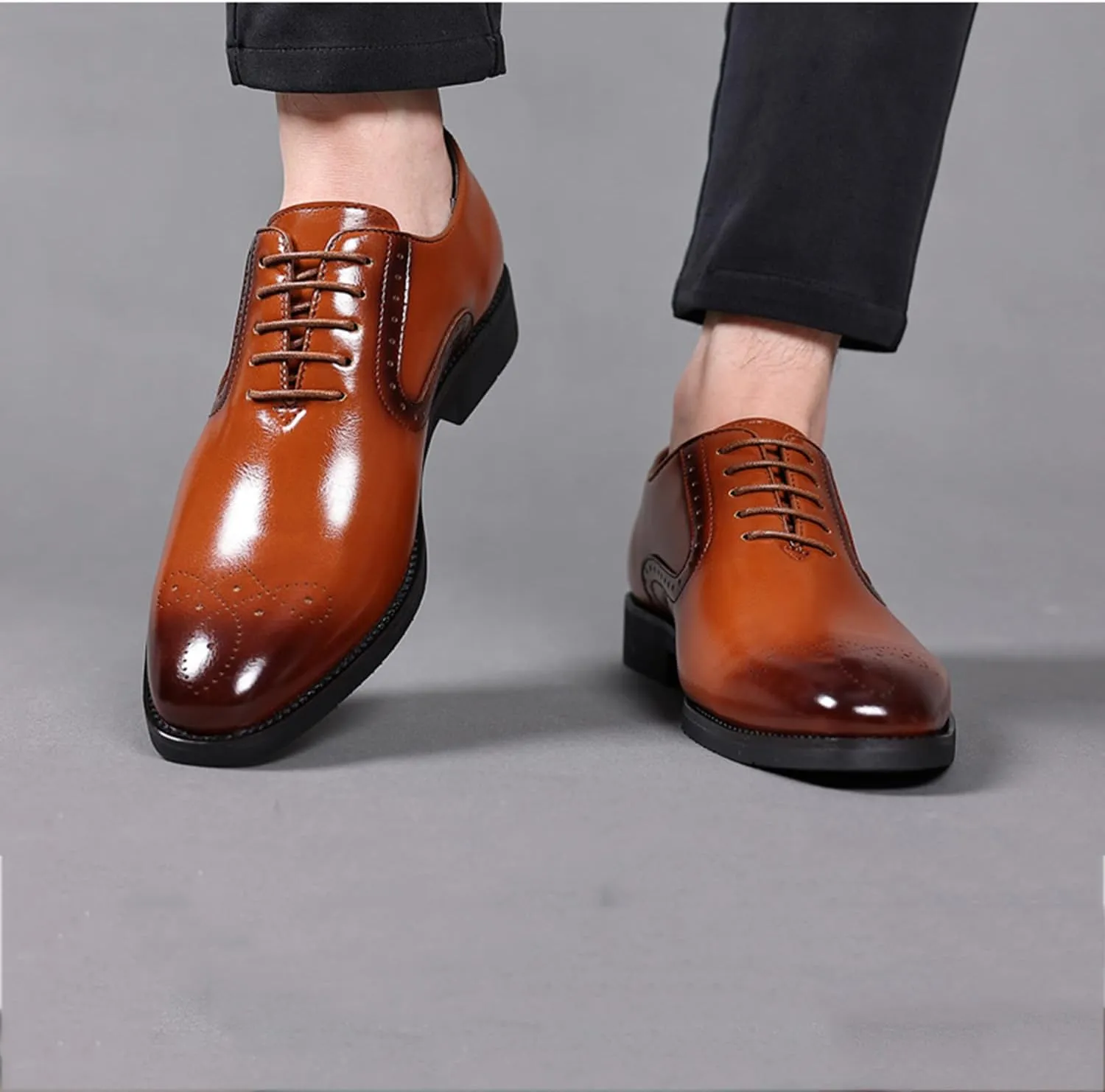 Mens Dress Shoes Lace-up Oxford Shoes Casual Comfortable Formal Business Wingtip Brogue Office Shoes