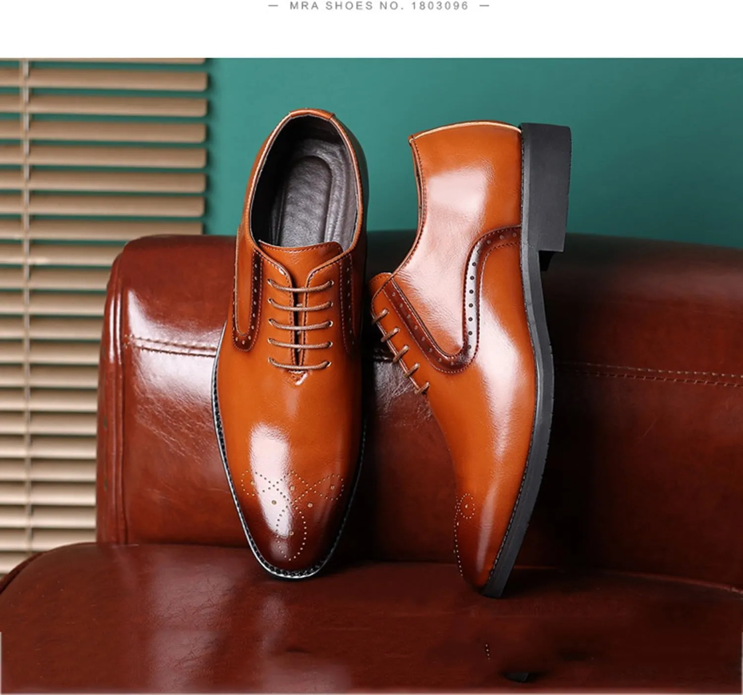 Mens Dress Shoes Lace-up Oxford Shoes Casual Comfortable Formal Business Wingtip Brogue Office Shoes