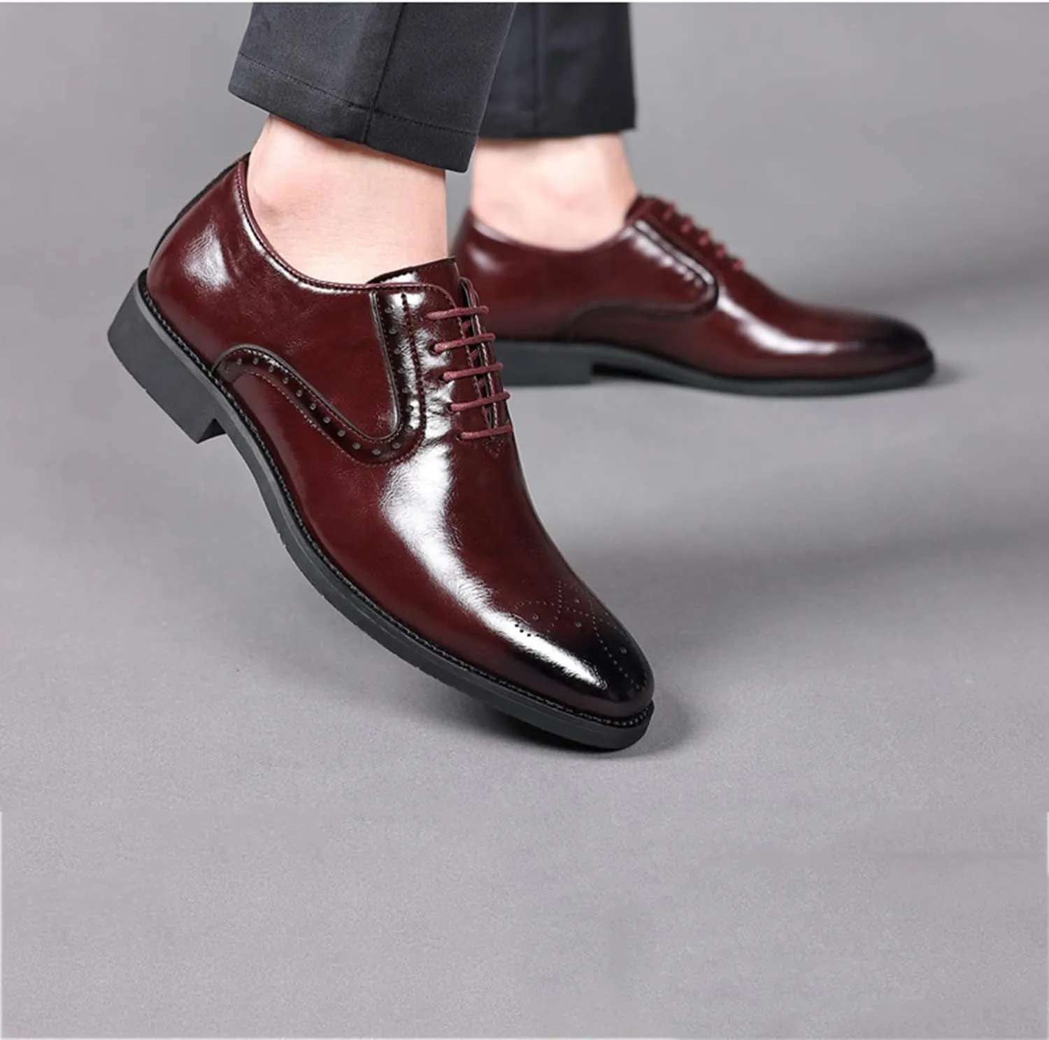 Mens Dress Shoes Lace-up Oxford Shoes Casual Comfortable Formal Business Wingtip Brogue Office Shoes