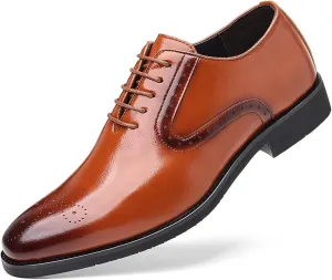 Mens Dress Shoes Lace-up Oxford Shoes Casual Comfortable Formal Business Wingtip Brogue Office Shoes