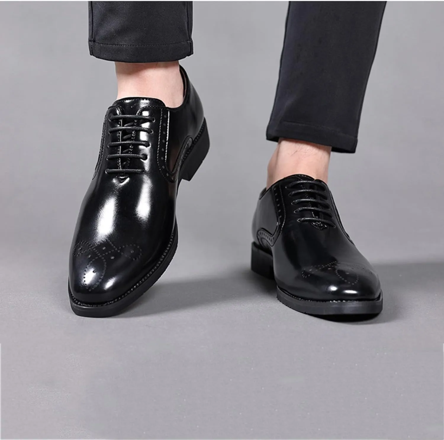Mens Dress Shoes Lace-up Oxford Shoes Casual Comfortable Formal Business Wingtip Brogue Office Shoes
