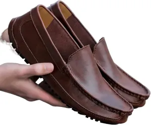 Mens Dress Shoes Leather Shoes Casual Men Shoes Driving Comfortable Quality Leather Shoes Men(Yellow,47)