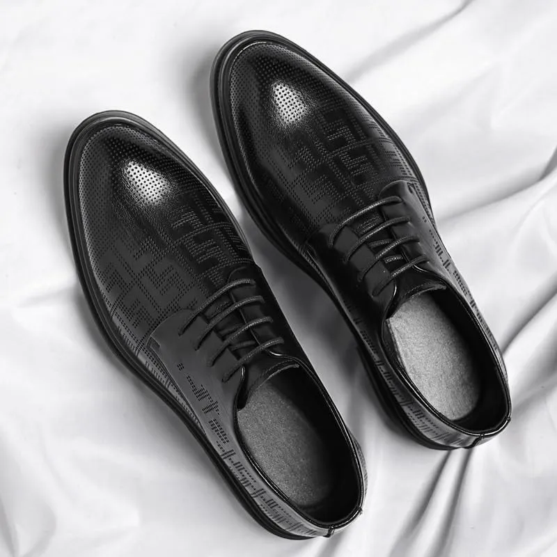 Men's Dress Shoes Mens Retro Patent Leather Business Oxfords Shoes Lace Up Classic Pointed Toe Wedding Derby Shoes for Men