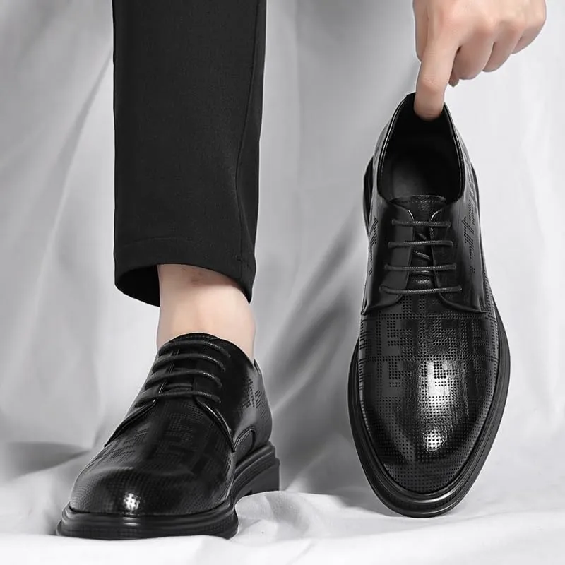 Men's Dress Shoes Mens Retro Patent Leather Business Oxfords Shoes Lace Up Classic Pointed Toe Wedding Derby Shoes for Men
