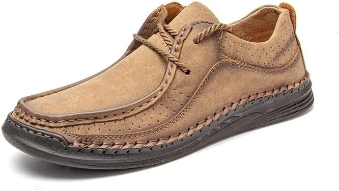 Mens Dress Shoes Sewing Leather Shoes Men's Casual Sneakers Comfortable Driving Shoes Breathable Leather Shoes Men's Shoes(Black,14)