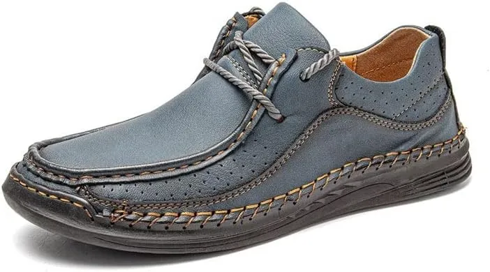 Mens Dress Shoes Sewing Leather Shoes Men's Casual Sneakers Comfortable Driving Shoes Breathable Leather Shoes Men's Shoes(Black,14)