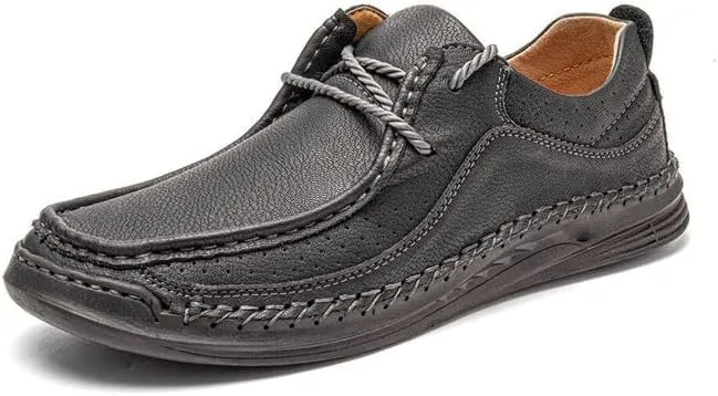 Mens Dress Shoes Sewing Leather Shoes Men's Casual Sneakers Comfortable Driving Shoes Breathable Leather Shoes Men's Shoes(Black,14)