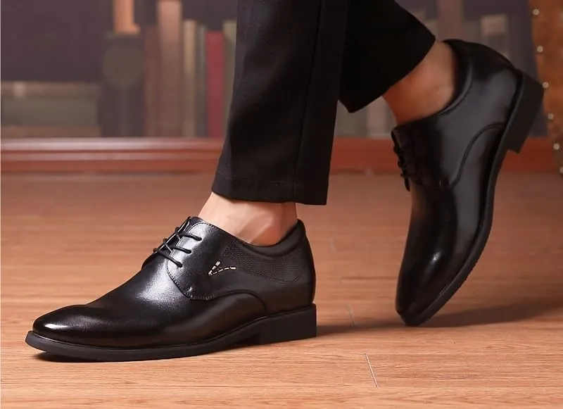 Mens Fashion Oxford Shoes Leather Dress Shoes Modern Business Casual Shoes for Office Party Wedding(6.5)