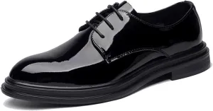 Men's Fashion Patent Leather Shoes Classic Oxfords Dress Shoes Formal Business Derby Lace Up Shoes for Men