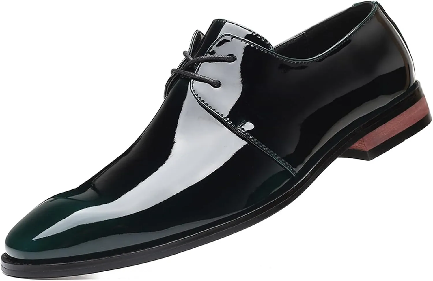 Mens Fashion Patent Leather Shoes Lace Up Formal Business Derby Shoes Wingtip Shiny Flat Formal Dress Shoes