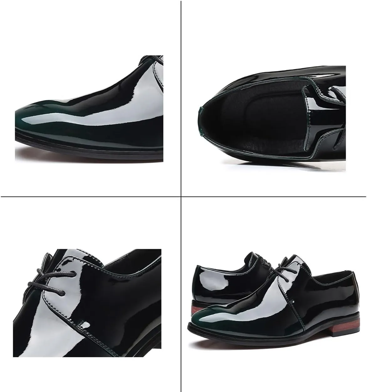 Mens Fashion Patent Leather Shoes Lace Up Formal Business Derby Shoes Wingtip Shiny Flat Formal Dress Shoes