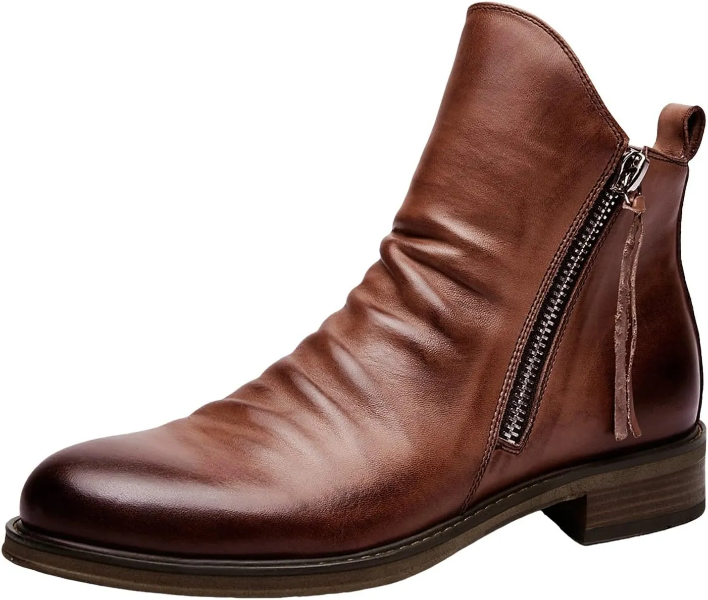 Men's Fashionable Retro Ankle Boots Zipper Sleeve Casual Leather Chukka Boot Water Proof Side Zip Chukka Boots Mens Pack