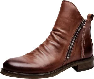Men's Fashionable Retro Ankle Boots Zipper Sleeve Casual Leather Chukka Boot Water Proof Side Zip Chukka Boots Mens Pack