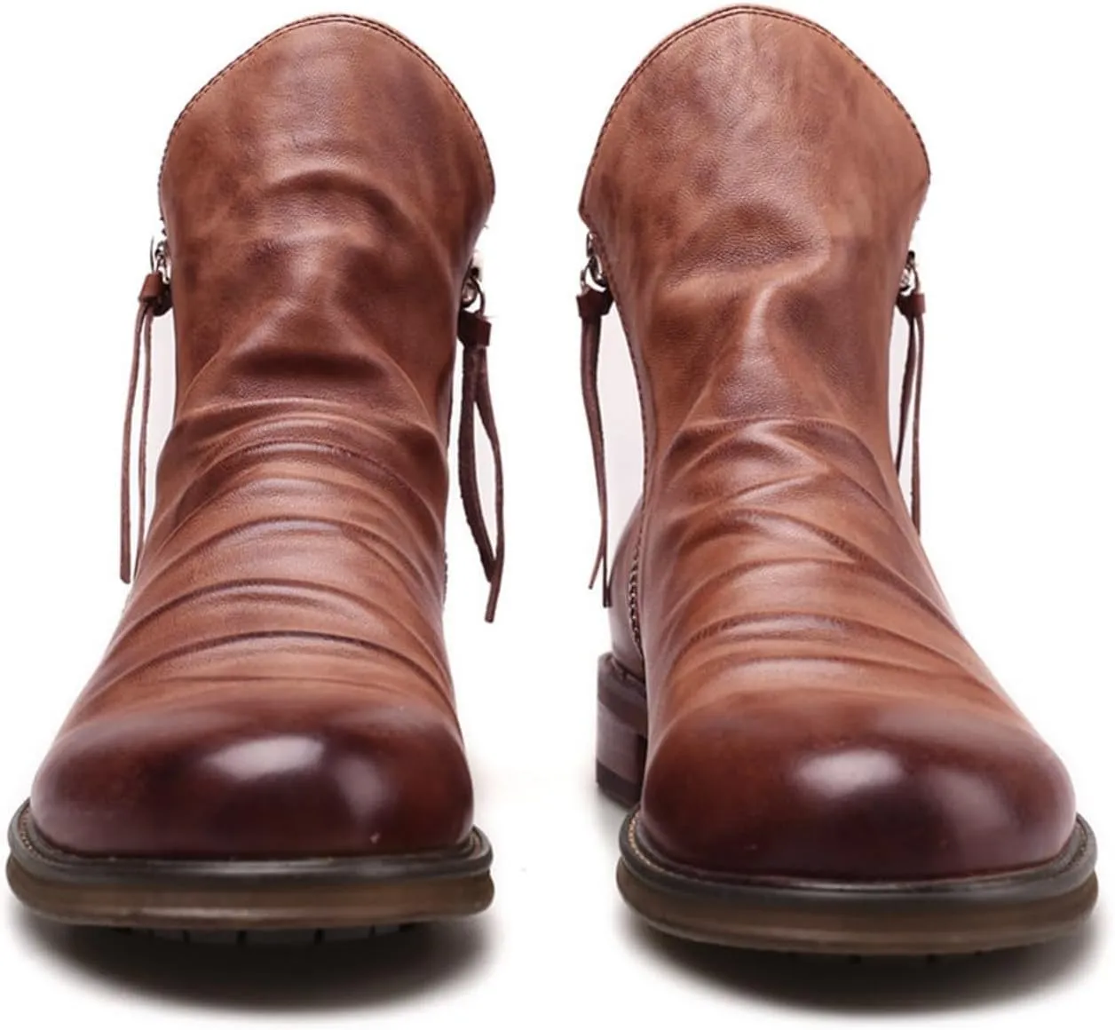 Men's Fashionable Retro Ankle Boots Zipper Sleeve Casual Leather Chukka Boot Water Proof Side Zip Chukka Boots Mens Pack