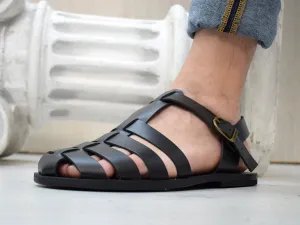 Men's Fisherman leather sandals handmade and with closed toe