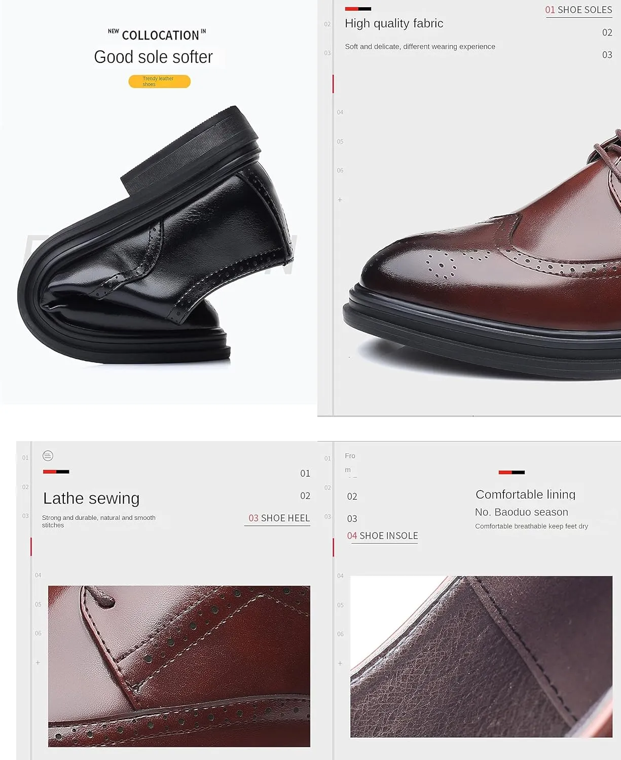 Men's Formal Oxford Comfortable Dress Shoes - Business Wingtip Lace Up Leather Shoes with Classic and Modern Designs