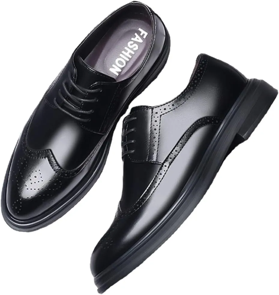 Men's Formal Oxford Comfortable Dress Shoes - Business Wingtip Lace Up Leather Shoes with Classic and Modern Designs