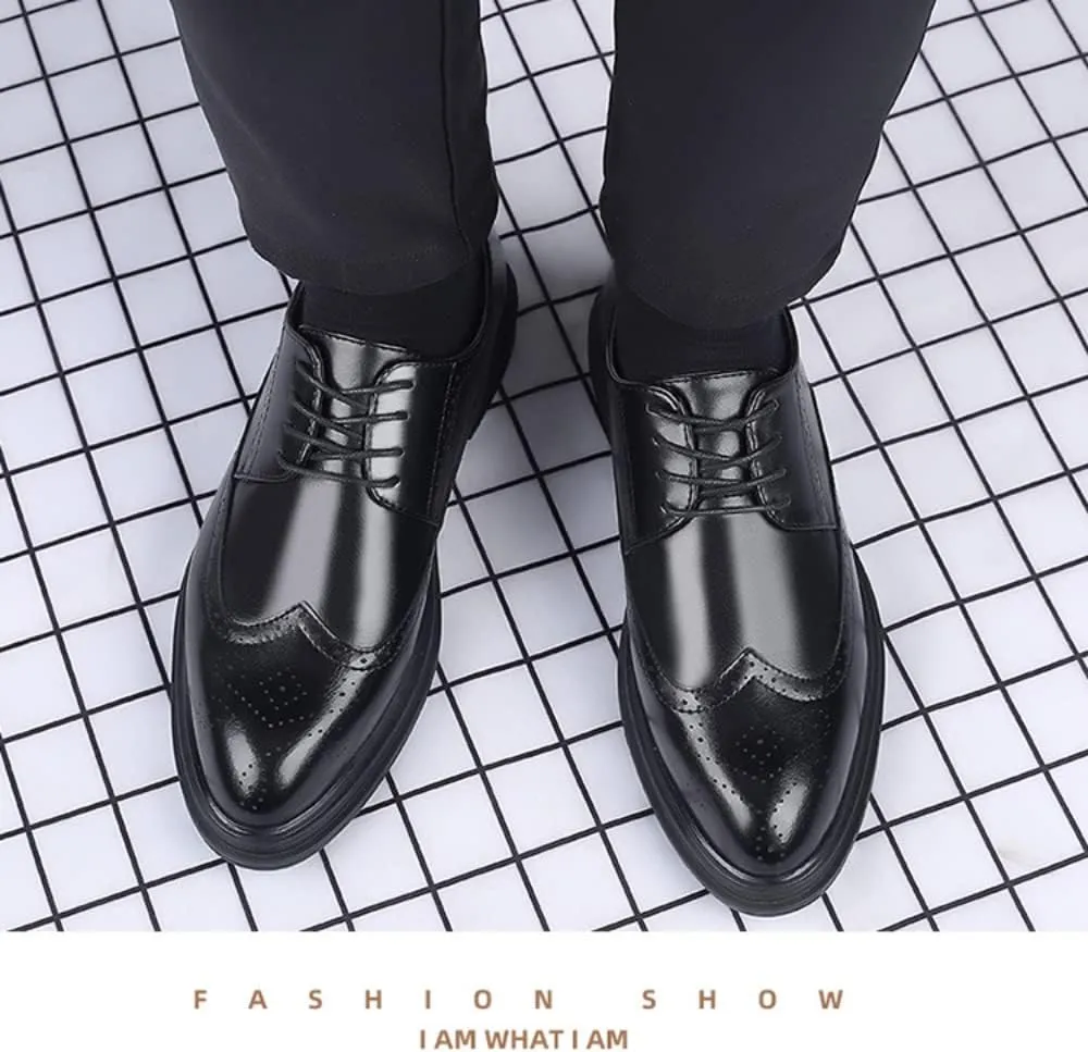 Men's Formal Oxford Comfortable Dress Shoes - Business Wingtip Lace Up Leather Shoes with Classic and Modern Designs