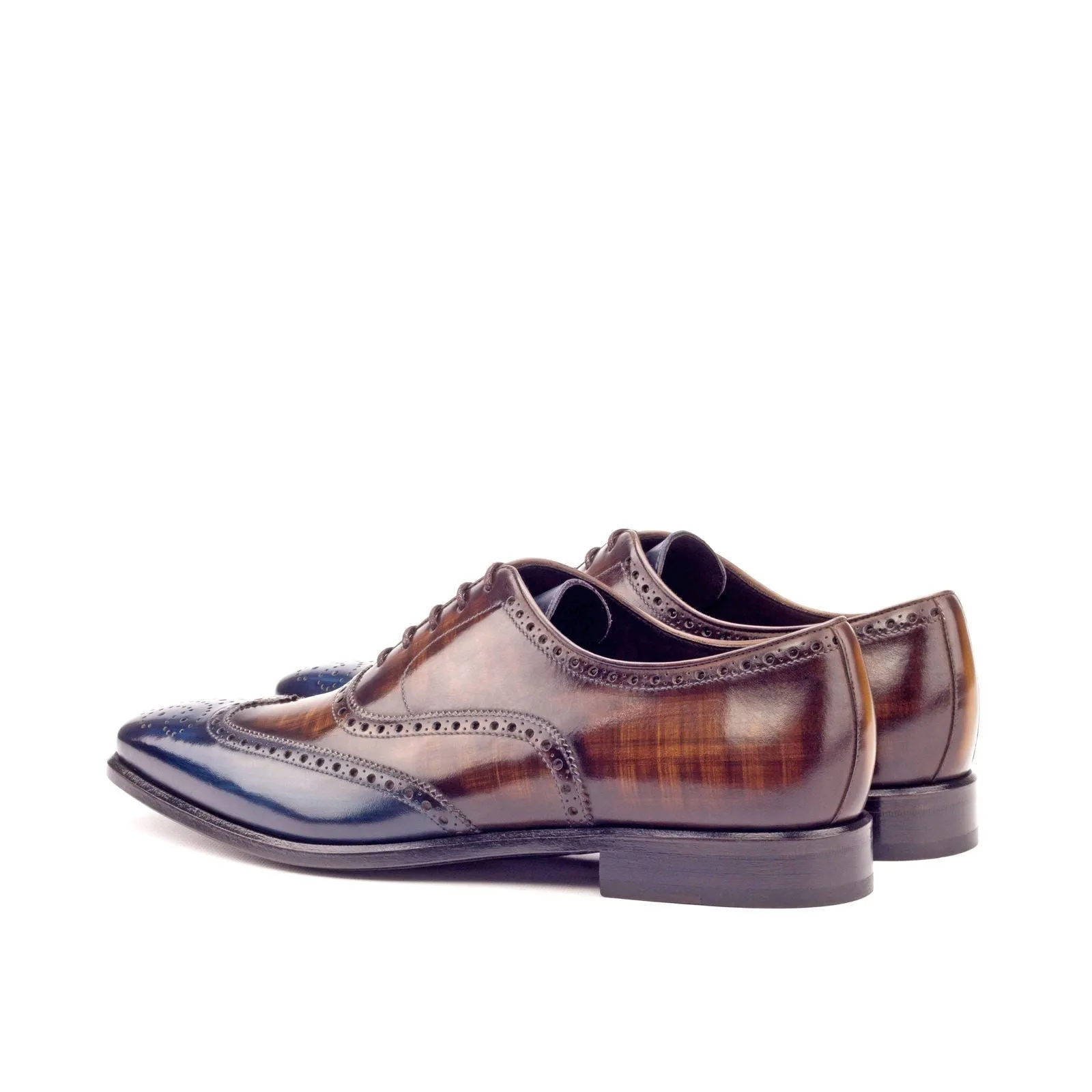 Men's Full Brogue Shoes Patina Leather Wide Plus Size Brown Dark Brown 3329