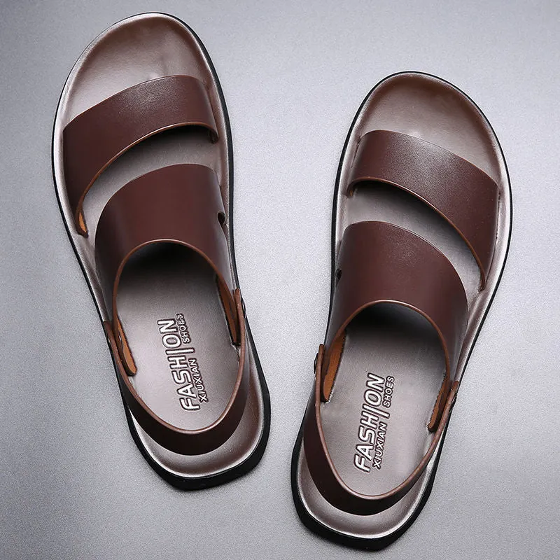 Men'S Genuine Leather Beach Sandals